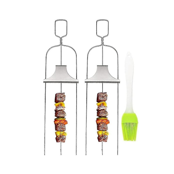 Grillspyd, 3- Flade Lange Metalspyd Til Grill, Genanvendelige Pinde Til Grill, Udendørs