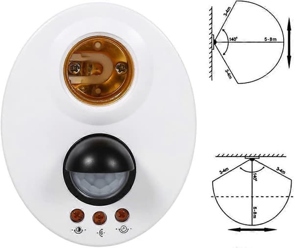 Bevægelsessensor Lysfatningsadapter med Infrarød Sensor 110-250V E27 LED Pære Base Auto Menneskekrop