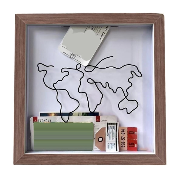 Adventure Archive Box, Travel Shadow Box, Billet Shadow Box with Slot, Memory Boxes for Keepsakes-b