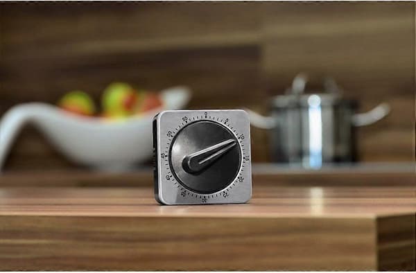 Analog timer med timerfunksjon, eggtimer, rustfritt stål, sølv