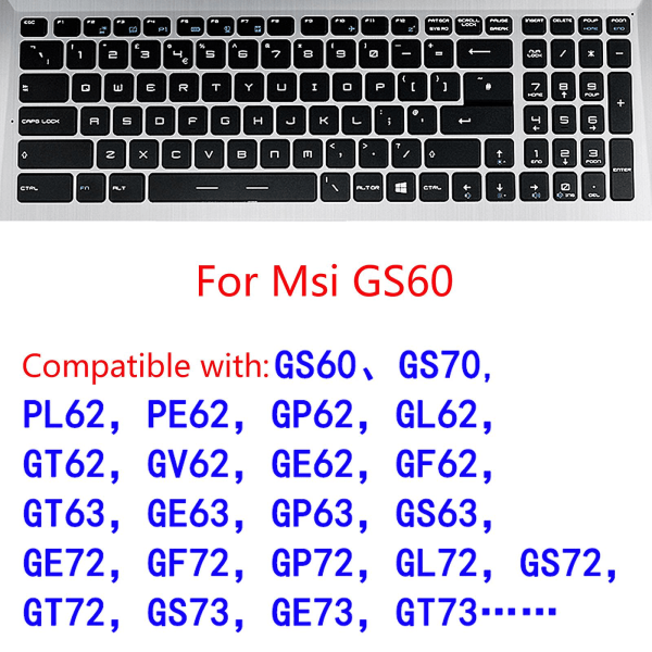 Tastaturbeskytter huddeksel Formsi Ws60 Gt72 Gt62 Gs60 Gs70 Gl62 Gl72 Ge72