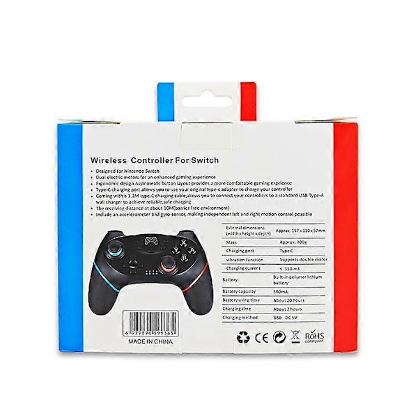 Langaton Bluetooth-pelikonsoli Nintendo Switch Prolle, NS-Switch Pro -pelikonsoliohjain Switch-konsolille 6-akselisella kahvalla (Vaaleanpunainen)