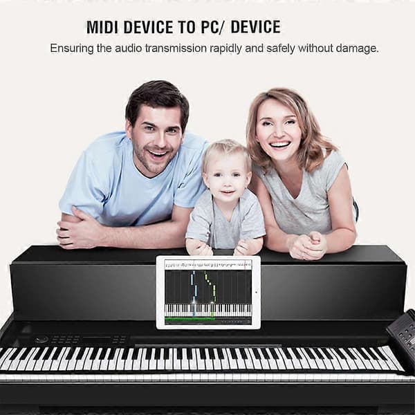 USB MIDI-kabel MIDI til USB-kabeladapter Konverter Koble Piano Keyboard til PC/Laptop for redigering&