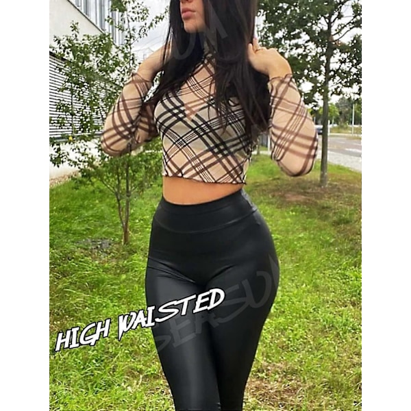 Läder för kvinnor Faux Läder Sexiga Svarta Röda Kostymer Skinny Tights för Vardagsbruk