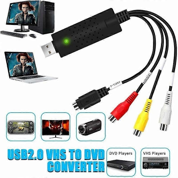 USB 2.0 Audio Video Konverter Ny Videooptagelseskort Software Support VHS VCR DVD Video Adapter til Mac Windows 10 VHS Scanning og Videoredigering