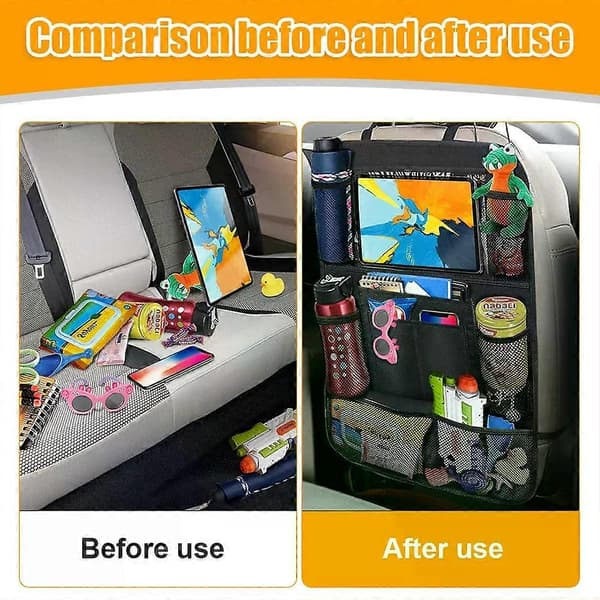Opbevaringstaske til bagsæde i bil med foldbart bord, tablet-holder, servietboks, organizer til bagsæde i bil, universal 1Pc Behind-3