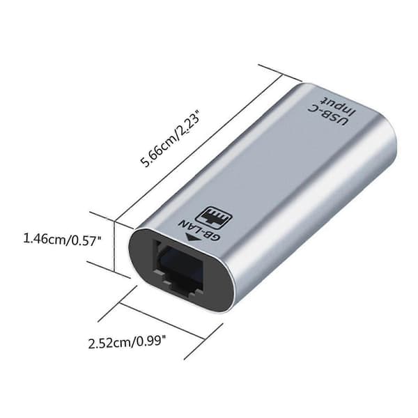 Type-C til RJ45 LAN Ethernet-konverter 1000 Mbps Rask nettverksadapter Driverfri