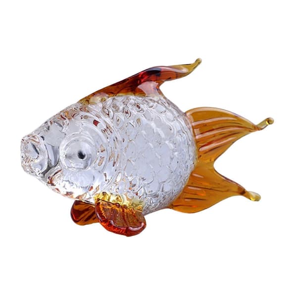 Handblåst Glas Guldfisk Figurin Handgjord Söt Samlarprydnad Orange