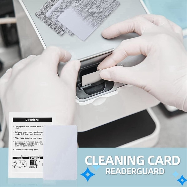 Kortinlukijoiden puhdistuskortit - kaksipuolinen luottokortinlukijan puhdistusaine, Cr80 kortinlukijan puhdistusaine Pos Cle