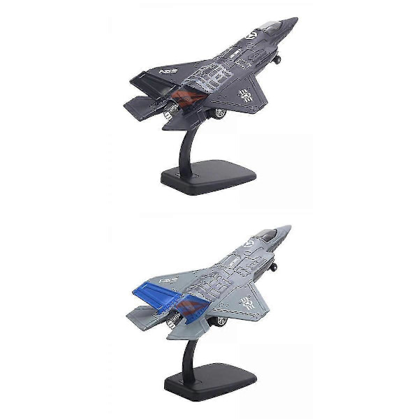 2x Simuleringslegering Diecast Metall Flygplan Flygbolag Blå Svart