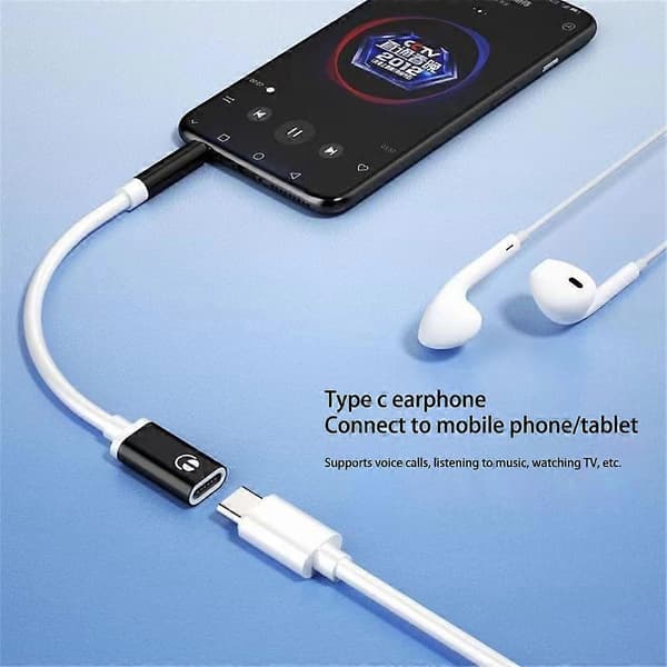 3,5 mm hann til Type-c hunn hodetelefonkonverter Flat Adapter Analog Rund S5J7 Silvery