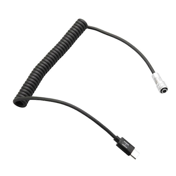 Ersättningsströmkabel för Kamera BMPCC 4K / 6K 2-Pin till USB Type-C Spiralkabel Tillbehör
