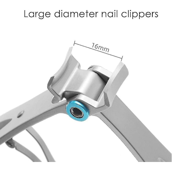 Suuret kynsileikkurit, 16 mm ruostumattomasta teräksestä valmistetut leveät leuat, kynsileikkurit kotelolla, kuorinta- ja kynsiviila miehille ja naisille, hopea3