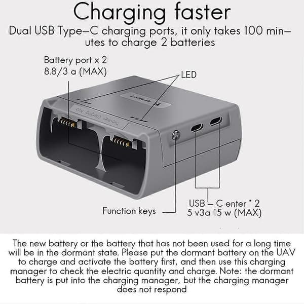 Til Mini 2/Mini SE Batterioplader Tovejs Opladningshub Drone Batterier USB Oplader til Mini 2/Mini SE Tilbehør, A