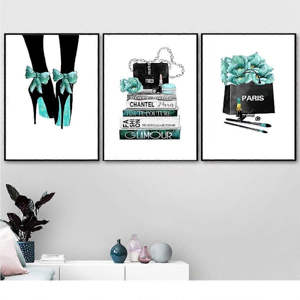 Wekity Kvinde Kærlighed 1 Væghængt Canvas Print Poster, Enkel Mode Akvarel Kunstmaleri Dekoration til Hjemmet Stue Soveværelse Kontor og Børneværelse