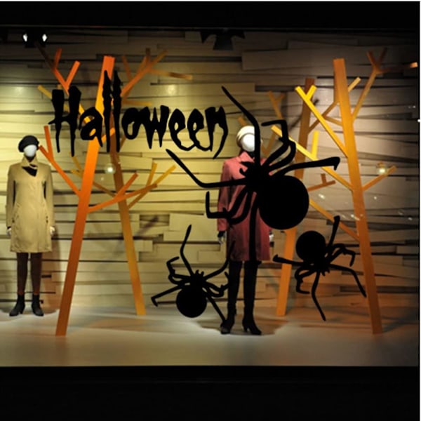 Hauska Halloween-Hämähäkkiseinätarrat Ikkunatarrat Halloween-Koristeet Lastenhuoneisiin Lastentarhaan Halloween-Juhliin, 22,4 X 14,1 Tuumaa