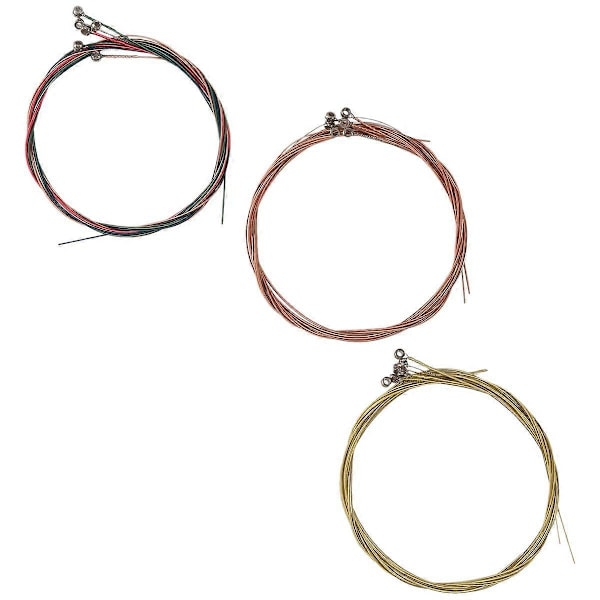 3 Set Gitarrsnören Ersättning Stålsträngar för Akustisk Gitarr (1 Mässingset, 1 Kopparset och 1
