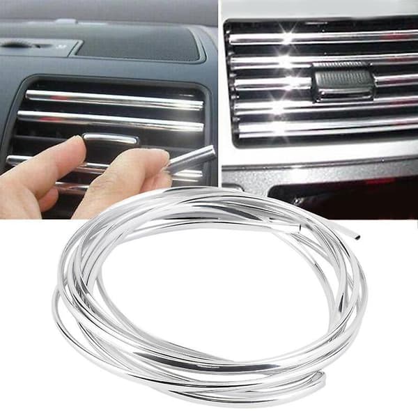 6m 4m Dekorativ Stripe for Bil Luftuttak Modifisering Beskyttelse U-formet Lys Stripe Auto Stil Sølv Dekorativ Stripe