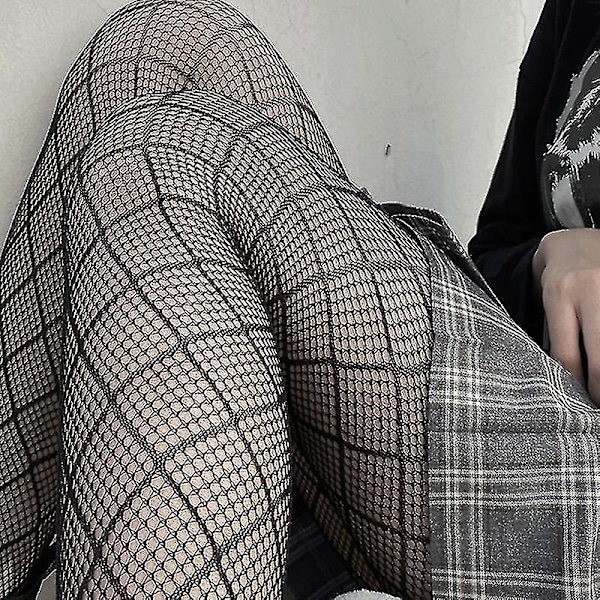 Sorte Strømper Ternede Strømper Strømpebukser Gennemsigtige Plaid Tights Net Mønstret
