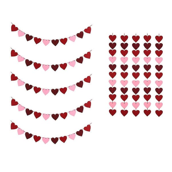 Hjerteformede Valentinsdagdekorasjoner Hjerteformede Flagg Valentinsdag Kjærlighetsdekorasjon og Bånd