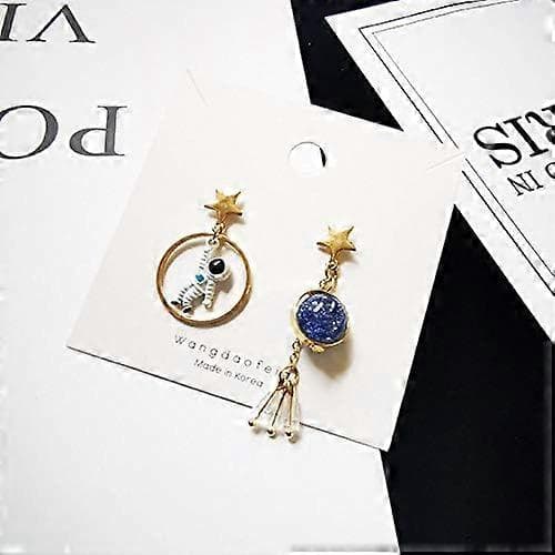 Cosmic Series Saturn Asymmetriske Astronaut Drop&Dangle Øreringe til Kvinder, Måne Planet Stjerne Øreringe til Piger