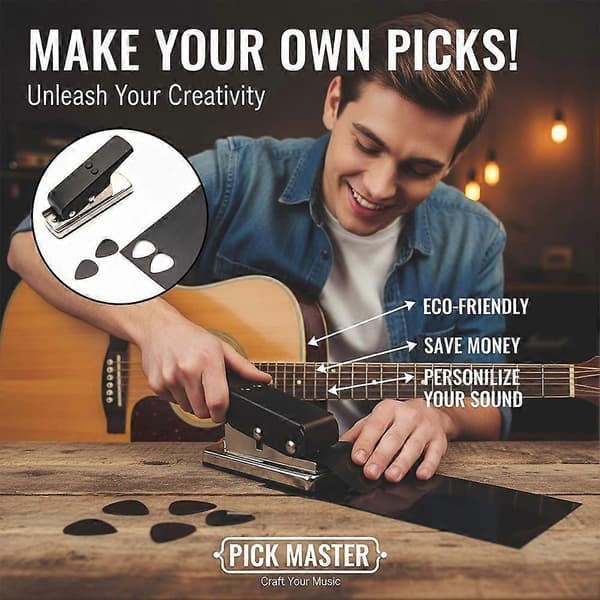 DIY Guitar Plekter Punch Kit - Stemplingsværktøj, 25 stk. Plastikark