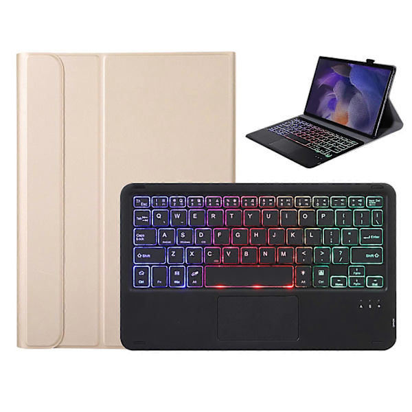 Bluetooth-kompatibelt tangentbordfodral med bakgrundsbelyst tangentbord och pekplatta för Samsung Tab A8 2021 SM-X205/X200