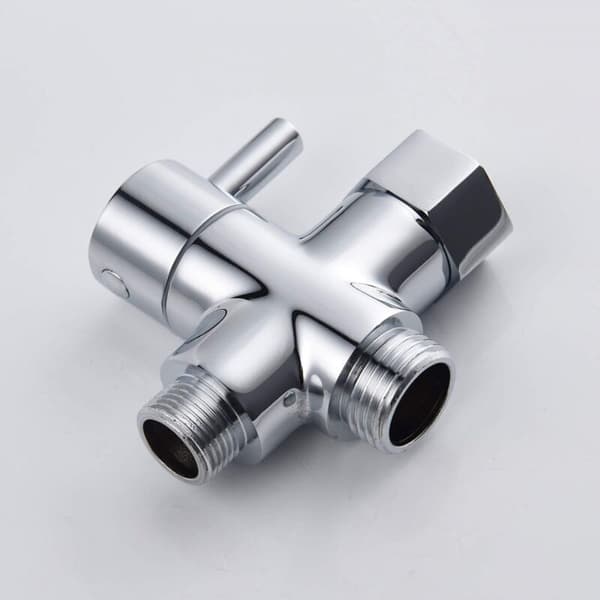 Massiv mässing 3-vägsventil, 3/8\"-12/17 T-adapter, toalettavledarventil, kromfinish