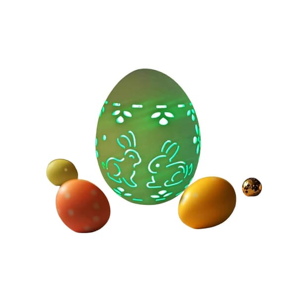 Påskeegg Nattlys for Barn, LED Eggelys med Kaninhullet Påskehjem White Light