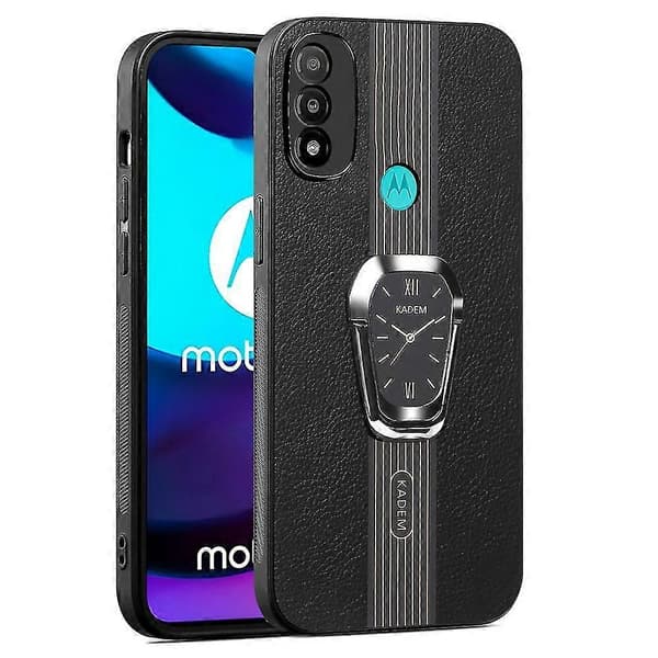 KADEM Foldbart etui med støttefod i læder+TPU+akryl til Motorola Moto E20/E30/E40