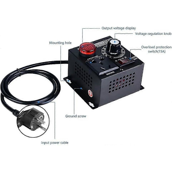 Dimmer, AC 220v 9a 4000w SCR Spenningsregulator Motorvifte Regulator Hastighetskontroller Dimmer