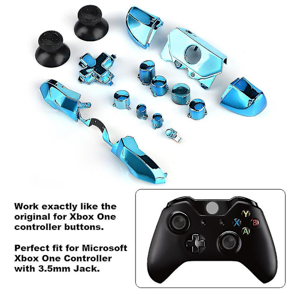 Blåt fuldt knapsæt erstatning til Xbox One controller med 3,5 mm jackstik