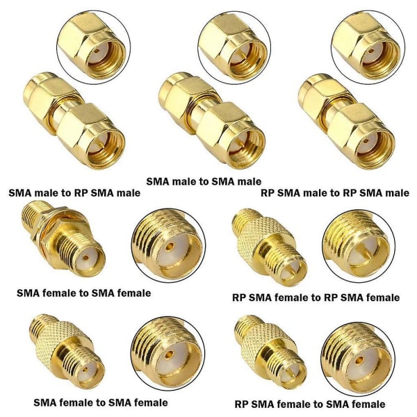 15 kpl RF-antenniadapterisarja SMA-liittimellä SMA-uros/naaras-muunnin WiFi-antennien jatkeeksi C