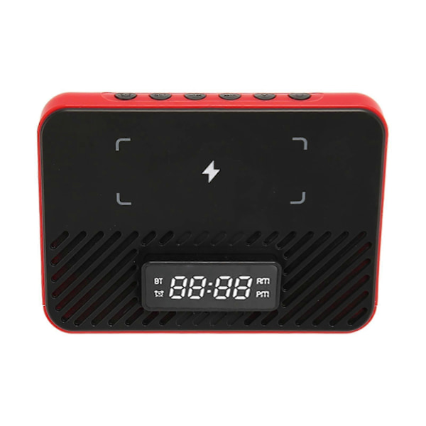 Trådløs Ladestasjon 15W 3 i 1 Trådløs Telefonlader med Bluetooth Høyttaler Digital Vekkerklokke Rød YEMMA