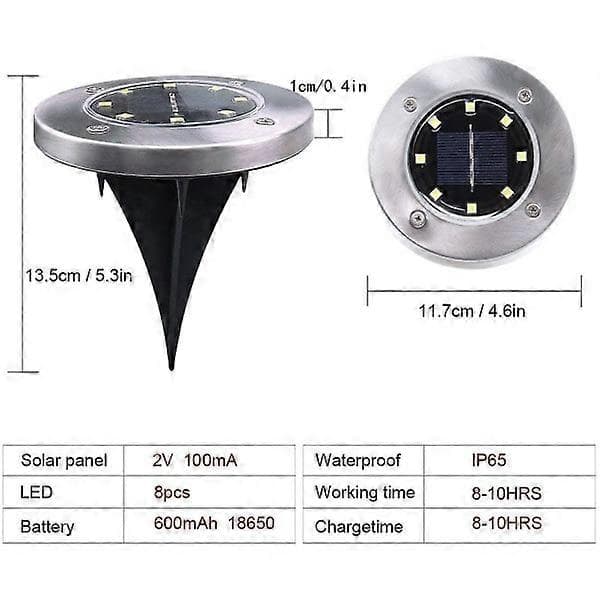 Udendørs solcellelampe 8 LED Solcellehavelampe Udendørs gulvlampe Havelampe IP65 (8 Varm Hvid)