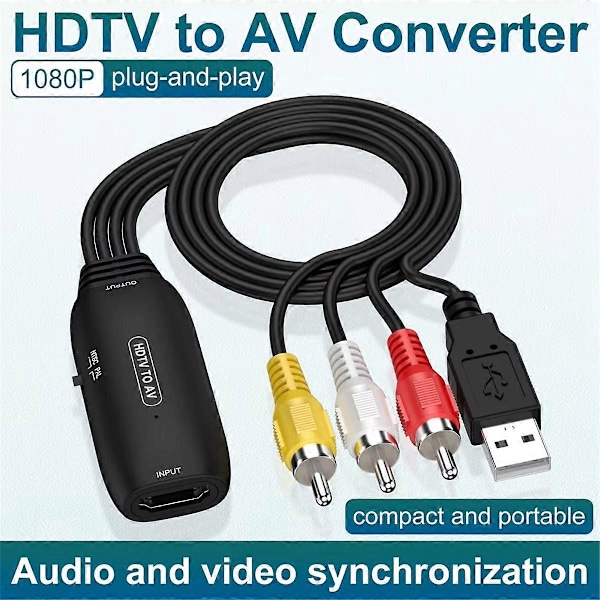 -Kompatibel til AV CVB Adapter Støtter PAL/NTSC Kompositt Video Audio Konverter Adapter Boks for