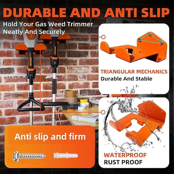 2 stk. Weedeater Henger Anti-Skli Solid String Trimmer Holder Multifunksjonell Garasje Veggkroker