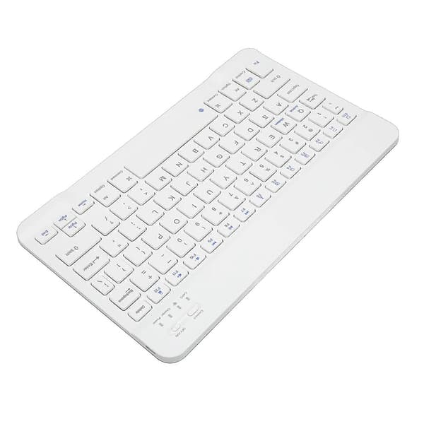 10 tommer trådløst tastatur, lydløst design, multimediefunktionstaster, bærbart Bluetooth-tastatur til IOS tablet, computer, telefon, hvid