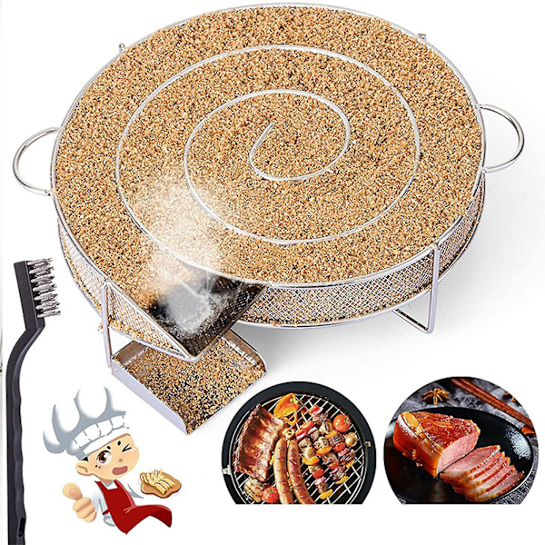 Cold Smoke Generator Cold Smoke Generator Cold Smoking Bbq Round Stainless Steel For Grill & Smoker, Salmon Cold Smoker With Brush & Hook