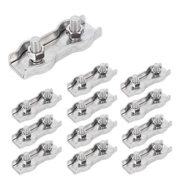 12 stk. M4 Rustfritt Stål Duplex Wiretauklemme Kabelklemme, Dobbel Bolt Wire