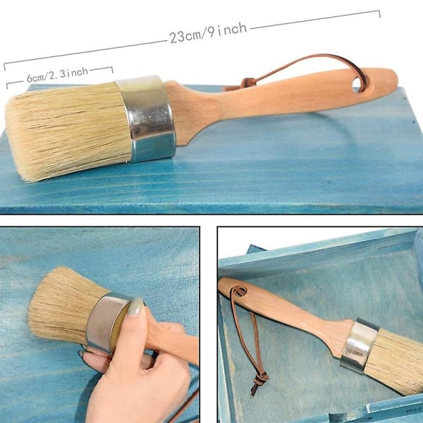 Krita och vaxfärgpensel Stor 2-i-1 rund målningsverktyg med naturliga borst för stenciler Heminredning