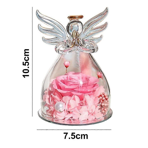 Glas Engel Ornamenter Gaver Med Smukke Blomster Til Bryllupsdag.-Pink