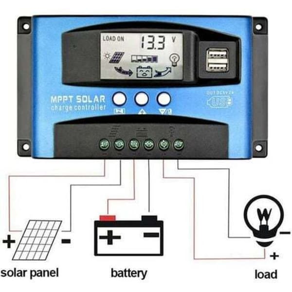 40A MPPT Solar ladekontroller. 12V 24V USB Solcellepanel Batterikontroller Intelligent Batteriregulator med LCD-skjerm (40A)