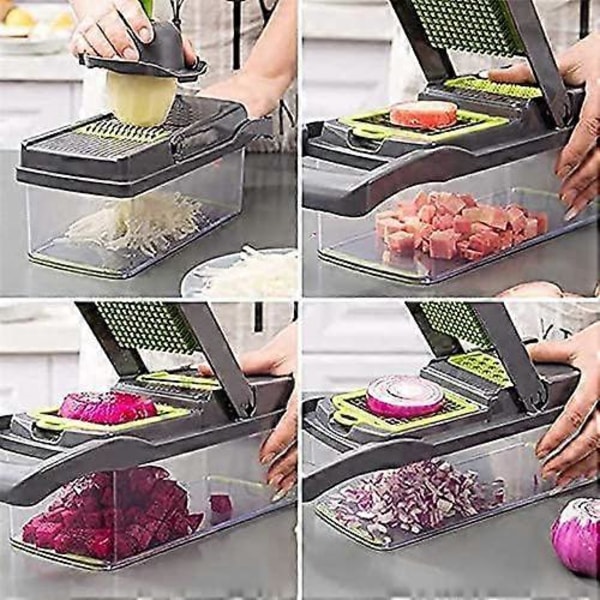 Multifunktionell Köksgrönsaksskärare, Grönsakshackare med Äggseparator, Rostfria Blad Bra för att Skära Frukt & Grönsaker
