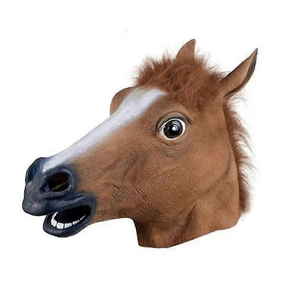 Realisttisk Hestehovedmaske Fuld Hoved Pels Manke Latex Uhyggelig Dyremaske Til Halloween Fest Kostume