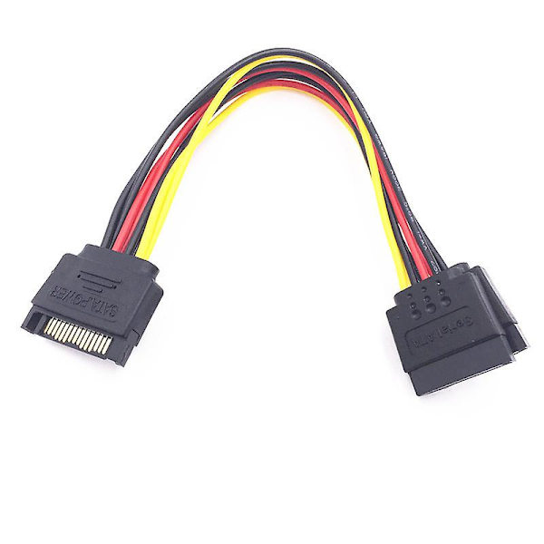 SATA 15-pin hann til 2 SATA 15-pin hunn 15-pin strømledning HDD Y-splitter universell kontakt adapter