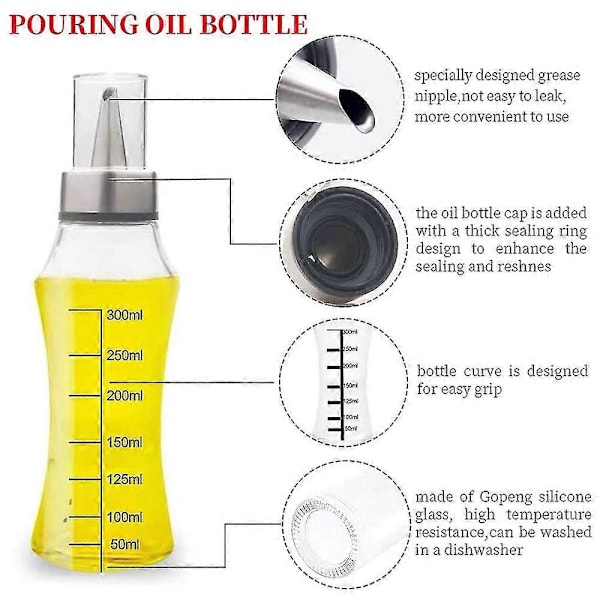 400 ml olivenoljebeholder Premium eddik/oljedispenser i rustfritt stål