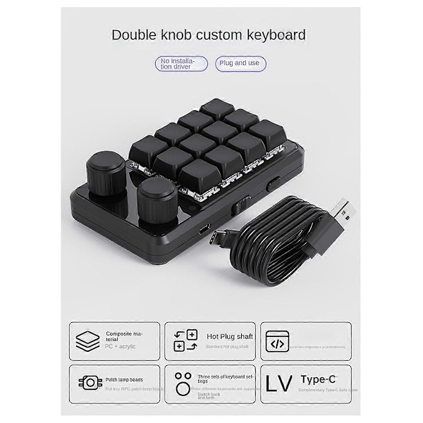 Knob Keyboard RGB Gaming Keypad Mekanisk Hotswap Macropad Programmering Macro 2.4G Custom Sort