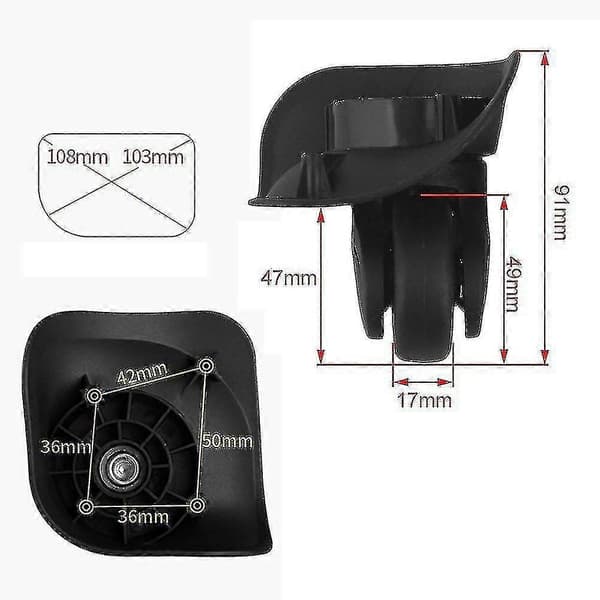 1 par 91x107x49mm Stora svarta resväskor 360swivel hjul