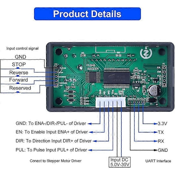 DC 5-30V CNC Stepper Motor Controller, Justerbart Stepper Motor Kontrolmodul med HD Display Egnet til Nema42/57 Motor